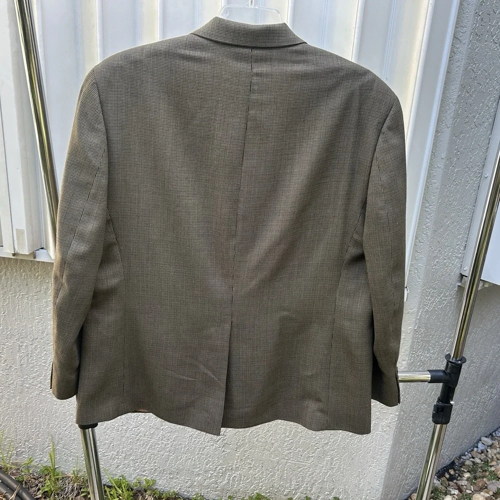Lauren Ralph Lauren 100% Wool Brown Micro Houndstooth Blazer 44s